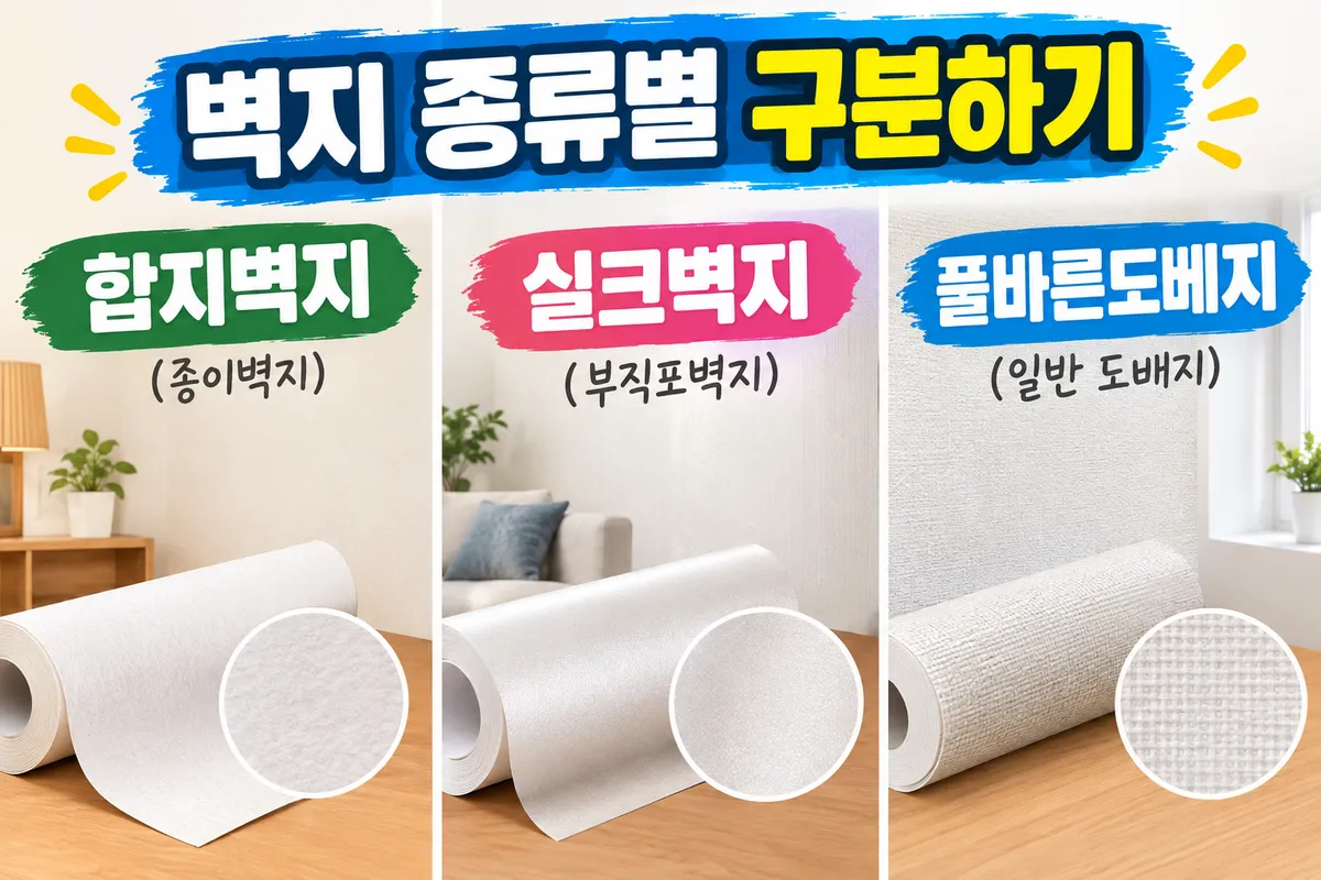 다양한 종류의 셀프도배용 벽지 제품 비교 사진