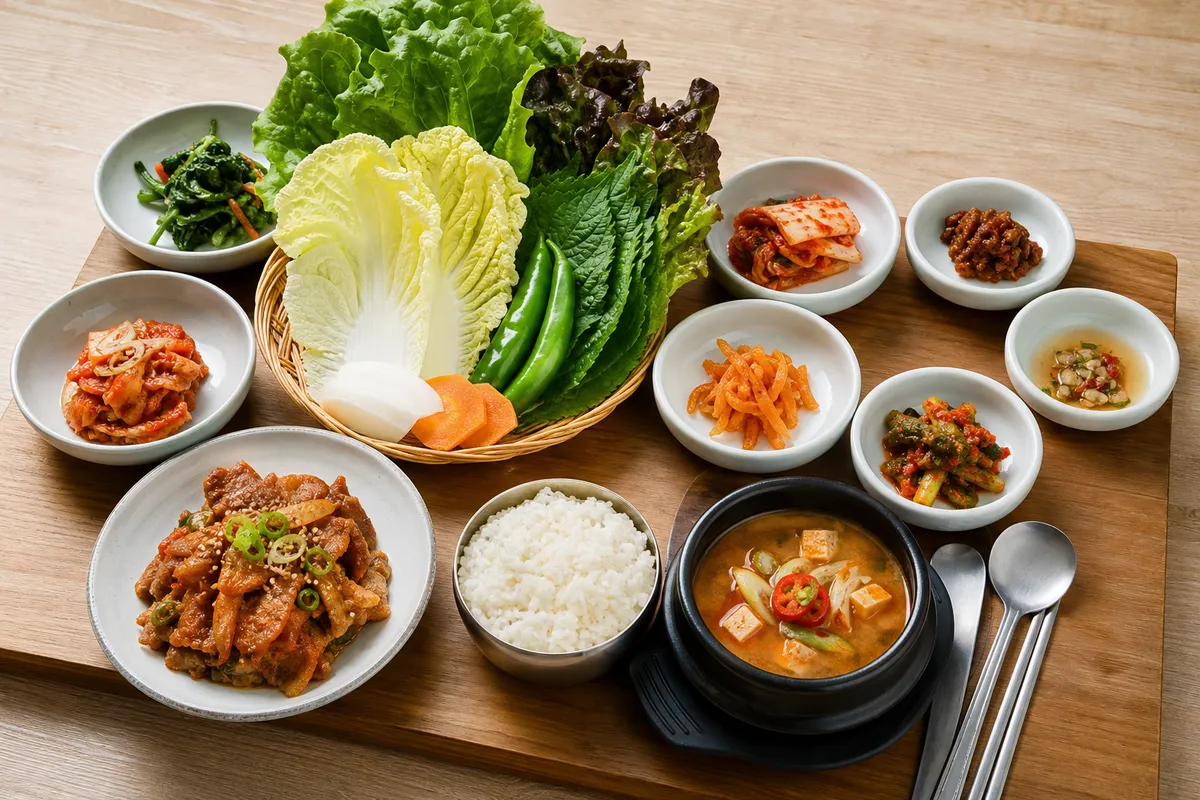 김포 한식 맛집 푸짐한 쌈밥 상차림 연출 사진