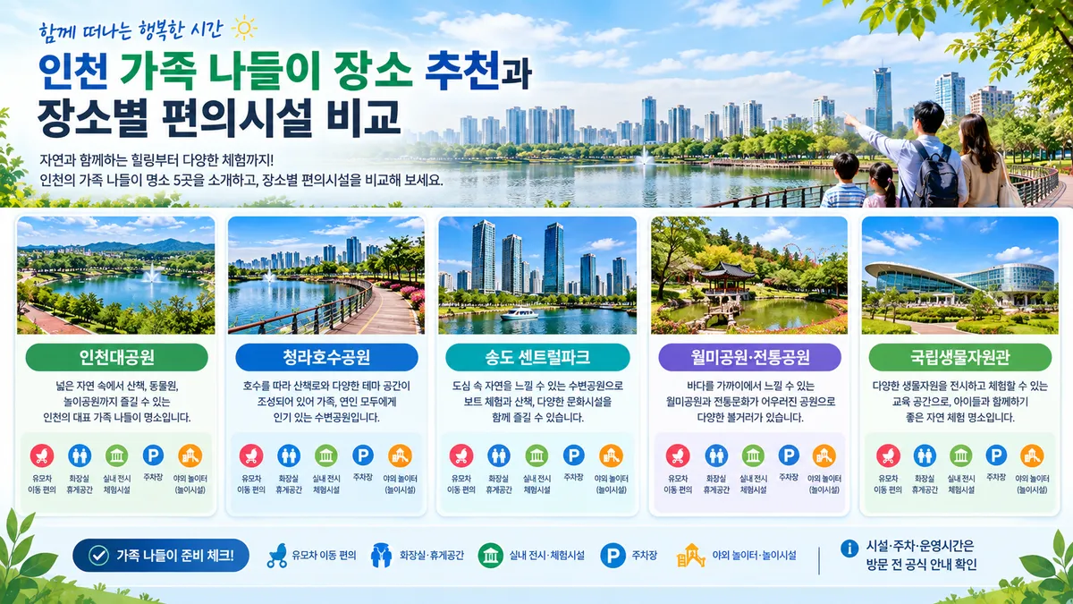 인천 가족 나들이 장소 5곳과 편의시설 비교 안내